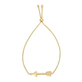 14k Yellow Gold Adjustable Arrow Charm Bolo Bracelet, 9.25" fine designer jewelry for men and women